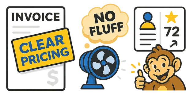 No fluff and reviews illustrations